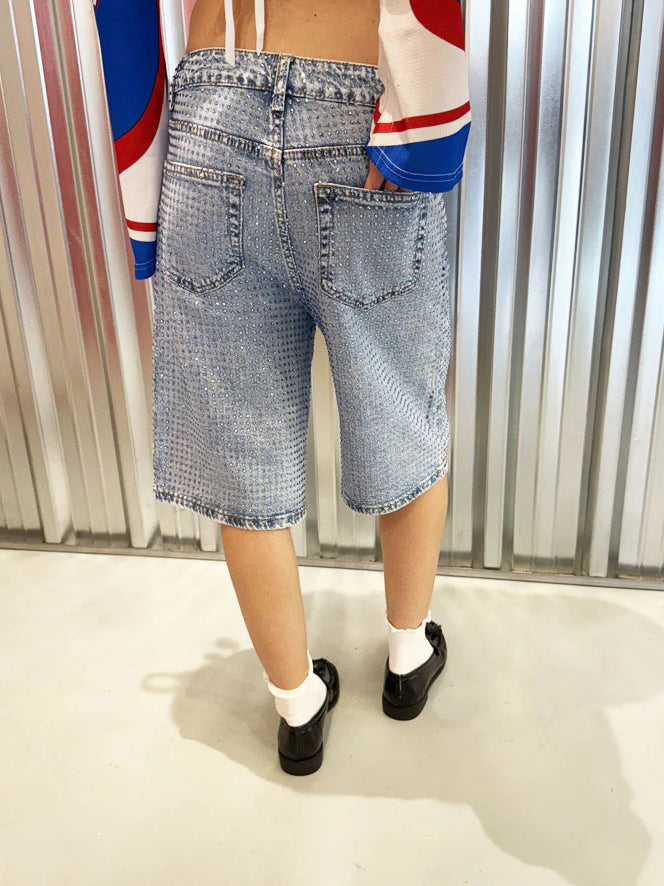 Light Blue Denim Sparkling Shorts