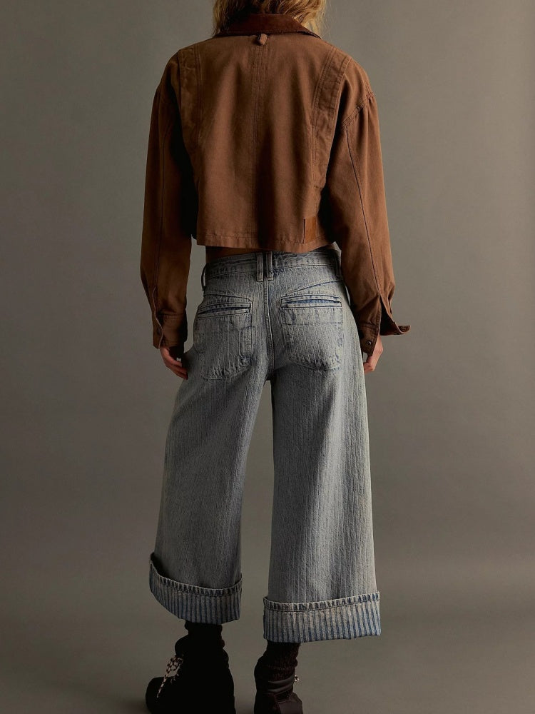 Retro Stripe Wide-Leg Jeans