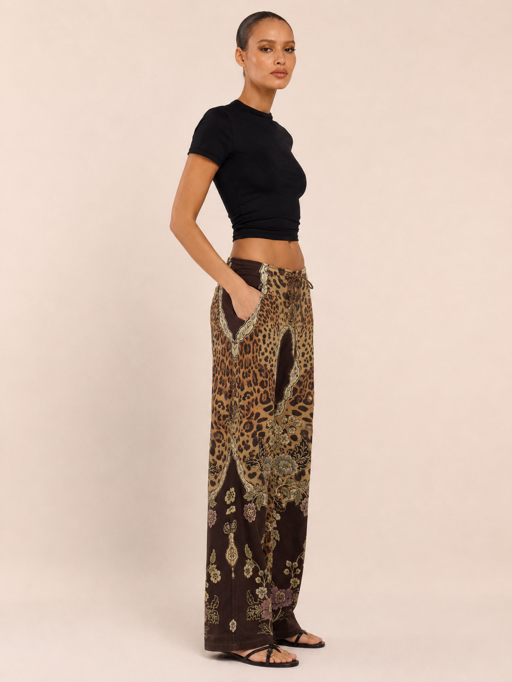 Leopard Baroque Lace-Up Pants