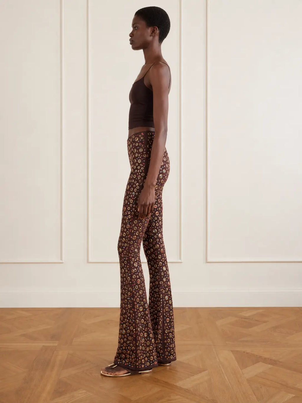 Embellished High-Rise Flare Pants